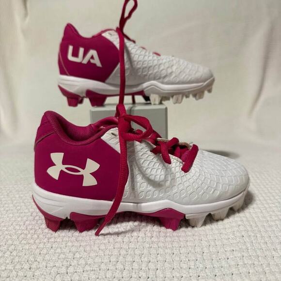 Under Armour Other - Under Armour Girls Pink & White Cleats – Size 11K – Excellent Condition